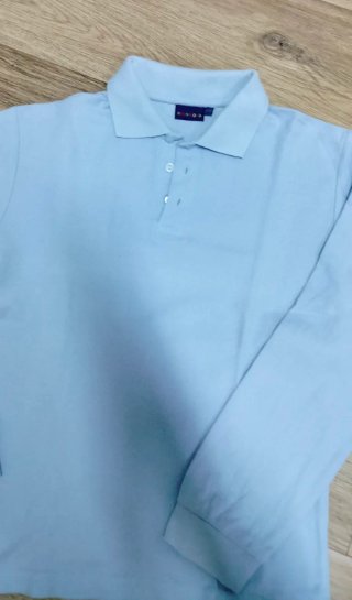 Polo manica lunga azzurro piquet