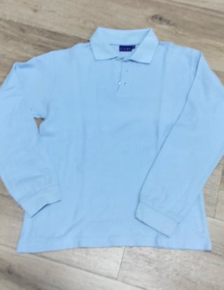 Polo manica lunga azzurro piquet