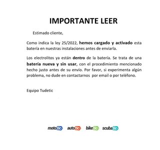 Bateria BT12A-BS sin mantenimiento 225D