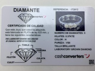 anillo plata 925mm con piedra con diamante de laboratorio
