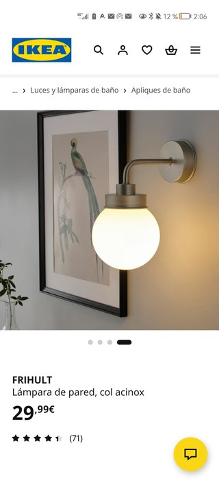 Aplique Frihult Ikea Metal y Cristal
