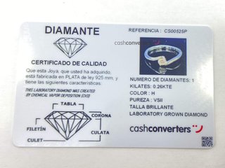 anillo plata 925mm con piedra con diamante de laboratorio