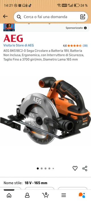 AEG BKS18C2-0 Sierra Circular 18V (sin batería)