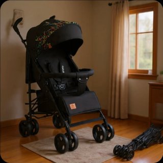 Silla de paseo negra con estampado
