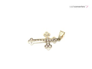 crucifijo oro 18k con piedra con circonita