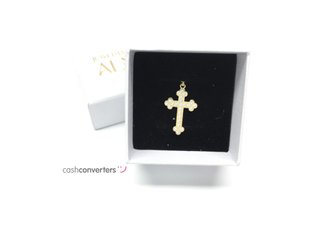 crucifijo oro 18k con piedra con circonita