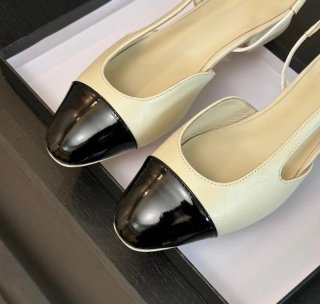 Bailarinas Slingback Beige y Negro