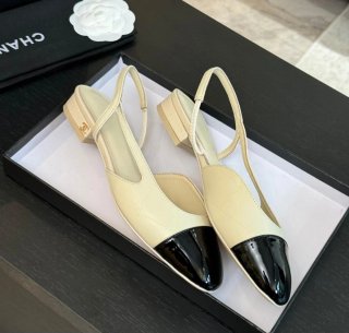 Bailarinas Slingback Beige y Negro