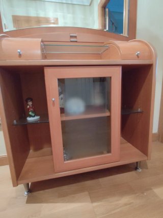 Mueble de entrada madera y cristal