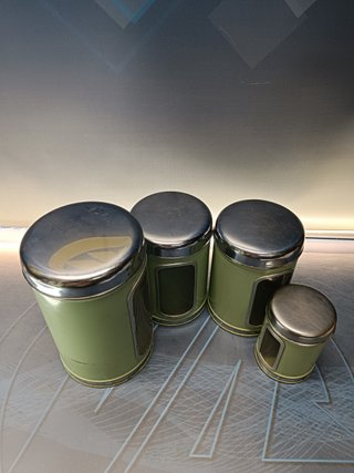 JUEGO 4 BOTES LATAS DE COCINA MARCA BRABANTIA , años 60, DECORACION