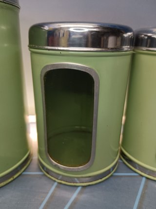 JUEGO 4 BOTES LATAS DE COCINA MARCA BRABANTIA , años 60, DECORACION