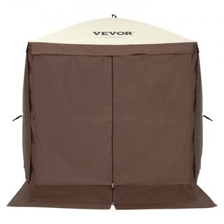 Tenda Gazebo Pieghevole, Tenda Schermo Pieghevole a 4 Lati, Rifugio Solare con 4 Tende Privacy Rimovibili e Finestre a Maglia, Tenda Schermo 6x6FT con Rete Antizanzare, Marrone