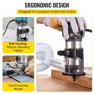 Herramienta Router, Router de Madera de 710W, Router para Carpintería con Tres Colet de Router, Herramienta Router de Madera con Base Fija, Router de Madera con Carcasa de Aluminio y Velocidad de ...