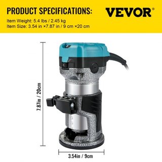 Herramienta Router, Router de Madera de 710W, Router para Carpintería con Tres Colet de Router, Herramienta Router de Madera con Base Fija, Router de Madera con Carcasa de Aluminio y Velocidad de ...