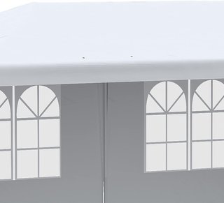 Gazebo da Giardino 6x3 M con Fori di Drenaggio, Pareti Rimuovibili e Finestre, Gazebo Esterno in Acciaio e PE, Protezione UV, per Giardino, Feste, Campeggio, Matrimoni e Mercati, Bianco