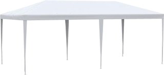 Gazebo da Giardino 6x3 M con Fori di Drenaggio, Pareti Rimuovibili e Finestre, Gazebo Esterno in Acciaio e PE, Protezione UV, per Giardino, Feste, Campeggio, Matrimoni e Mercati, Bianco