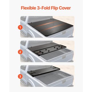 Cubierta de Tapa de Cama de Camión Tri-Fold, Compatible con Ford F-250 F-350 Super Duty de 1999-2024, Cama Styleside de 6.75' (81", 82") , Ajuste para Cama Interior de 6.7' x 5.4'/6.8' x 5.6', Cap...