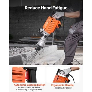 Martillo Demoledor Rompedor de Concreto 2200W Martillo Eléctrico 6 Puntas
