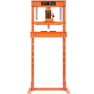 Hidráulico, Prensa de Taller de Marco en H de 12 Toneladas, Placas de Estampado, Altura de Mesa de Trabajo Ajustable para Doblado o Enderezado de Metal, Talleres de Garaje o Hogares, Naranja