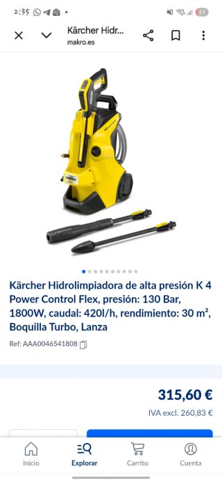 Hidrolimpiadora Kärcher K4 Power Control Flex