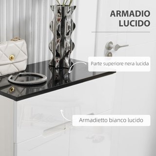 Zapatero Slim Para 12 Pares Máx. para Entradas y Pasillos Con 3 Estantes Regulables y Cajón, en Aglomerado Blanco, 60X32X100 Cm