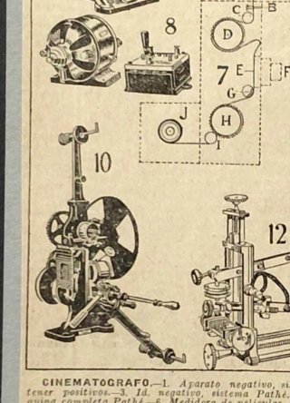 Lámina técnica antigua- proyectores cine 1919