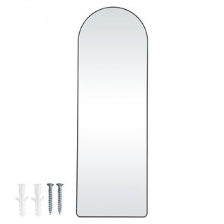 Specchio a Corpo Intero Curvato, 65" x 22", Grande Specchio a Terra, Specchio da Parete a Sospensione Montato a Terra con Supporto in Lega di Alluminio, Specchio per Camera da Letto