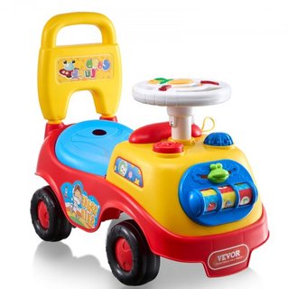 Coche de empuje para niños pequeños, edades 1-3, corredor de paseo, juguete de empuje para sentarse y levantarse, coche clásico para niños con volante musical, bocina y almacenamiento bajo el asie...