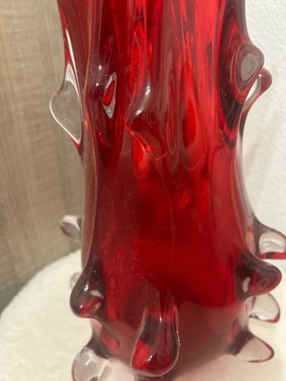 Vaso vintage in vetro Murano rosso anni '70