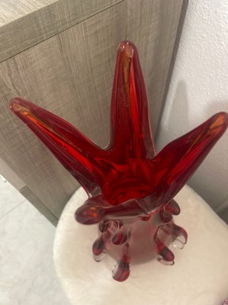 Vaso vintage in vetro Murano rosso anni '70