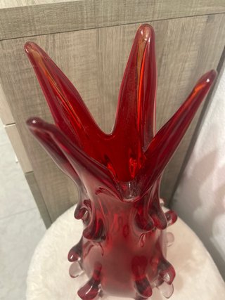 Vaso vintage in vetro Murano rosso anni '70