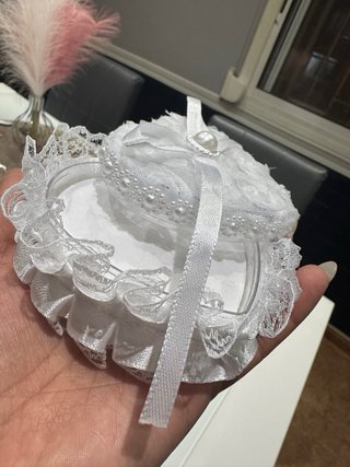 Porta anillos corazón encaje blanco