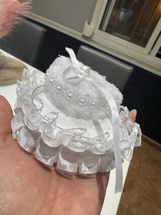 Porta anillos corazón encaje blanco