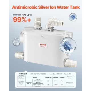 Bomba Maceradora, 500W, flusso 6600 L/h, altezza 8 m, pompa per acque reflue con 3 ingressi per WC, seminterrato, cucina, lavandino, doccia, scarico