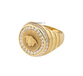sello oro 18k con piedra con circonita