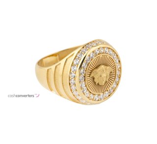 sello oro 18k con piedra con circonita