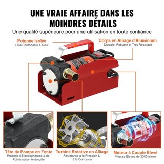 Bomba de Transferencia de Combustible, 12V CC 37.9 LPM 798.6 cm de Elevación, Kit de Bomba Extractora de Diesel Eléctrica Portátil con Boquilla de Apagado Automático, Manguera de Entrega y Succión...
