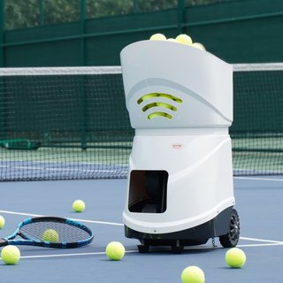 Máquina de Pelotas de Tenis, Lanzador de Pelotas de Tenis Automático y Portátil, Lanzador de Práctica de Tenis de 150 Pelotas, 5 Motores con Múltiples Modos de Ejercicio, Más de 2 Horas de Juego, ...