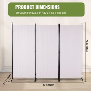 Divisori per stanza, divisori per stanza da 6,1 piedi e schermi privacy pieghevoli (3 pannelli), divisori per partizione in tessuto per ufficio, camera da letto, sala da pranzo, studio, indipendente...
