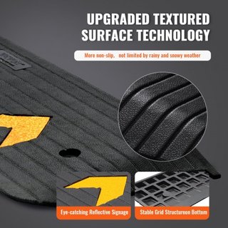 Rampa de Umbral de Goma Mejorada, Rampa para Sillas de Ruedas de 1" de Elevación para Puertas, Rampa de Bordillo Natural con Capacidad de Carga de 33069 lbs, Rampa de Bordillo de Goma con Superfic...