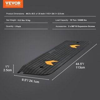 Rampa de Umbral de Goma Mejorada, Rampa para Sillas de Ruedas de 1" de Elevación para Puertas, Rampa de Bordillo Natural con Capacidad de Carga de 33069 lbs, Rampa de Bordillo de Goma con Superfic...
