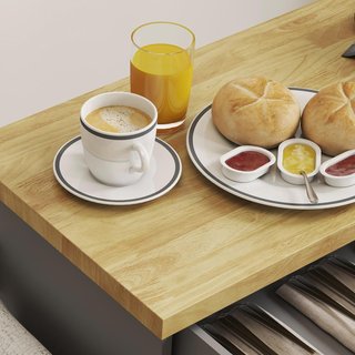 Carro De Cocina Multiusos Con Cajón, Ruedas, Porta Especias Y Armario, Mueble De Cocina Con Estante Regulable, Porta Toallas Y Tablero De Madera De Caucho, 109X40X89 Cm, Gris