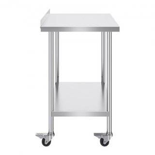 Banco da Lavoro in Acciaio Inox 24 x 36 x 40 Pollici, Banco Preparazione Alimenti Commerciale con Ruote, Banco da Lavoro Pesante, Banco da Lavoro in Metallo con Altezza Regolabile per Ristoranti...