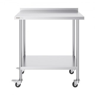 Banco da Lavoro in Acciaio Inox 24 x 36 x 40 Pollici, Banco Preparazione Alimenti Commerciale con Ruote, Banco da Lavoro Pesante, Banco da Lavoro in Metallo con Altezza Regolabile per Ristoranti...