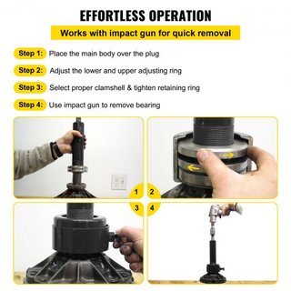 Extractor de Rodamientos de Portador y Piñón, Compatible con Dana 30,40,50,60,70, 80, Rodamientos Ford de 10.25", Herramienta Extractora de Piñón con 3 Clamshells, Extractor de Rodamientos de Acer...