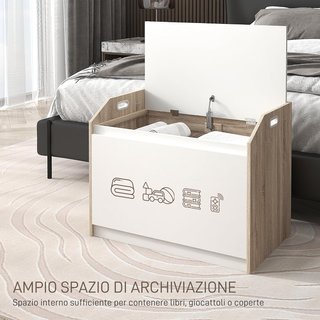 Banca de Madera Moderna con Respaldo, Banco Contenedor para Entrada y Dormitorio, 62.4X40X51.5Cm
