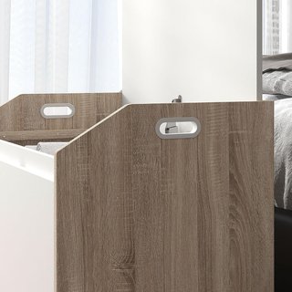 Banca de Madera Moderna con Respaldo, Banco Contenedor para Entrada y Dormitorio, 62.4X40X51.5Cm