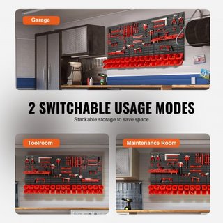 Scaffali da Parete per Stoccaggio, Organizzatore a 30 Scomparti per Garage, Strumento in Plastica con Pannelli/Supporti per Utensili/Gancio, Organizzatore per Utensili