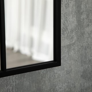 Specchio da Parete Moderno ad Arco, Specchio da Camera da Letto con Cornice e Ganci, per Soggiorno e Ingresso, in Vetro e Metallo, 70X50 Cm, Nero