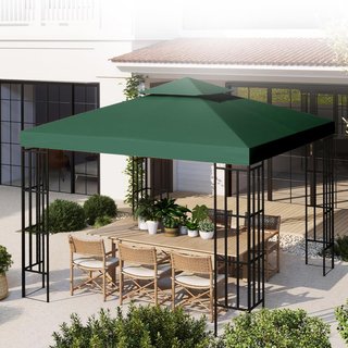 Tetto di Ricambio per Gazebo 3X3M, Tela per Gazebo a 2 Livelli Resistente ai Raggi UV, Verde Scuro (SOLO TELA)
